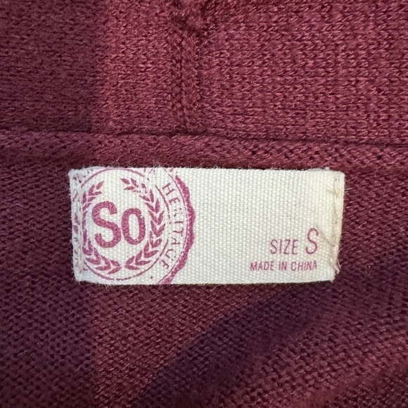 SO Burgundy Lightweight Front Open Cardigan (S) - Picture 6 of 7